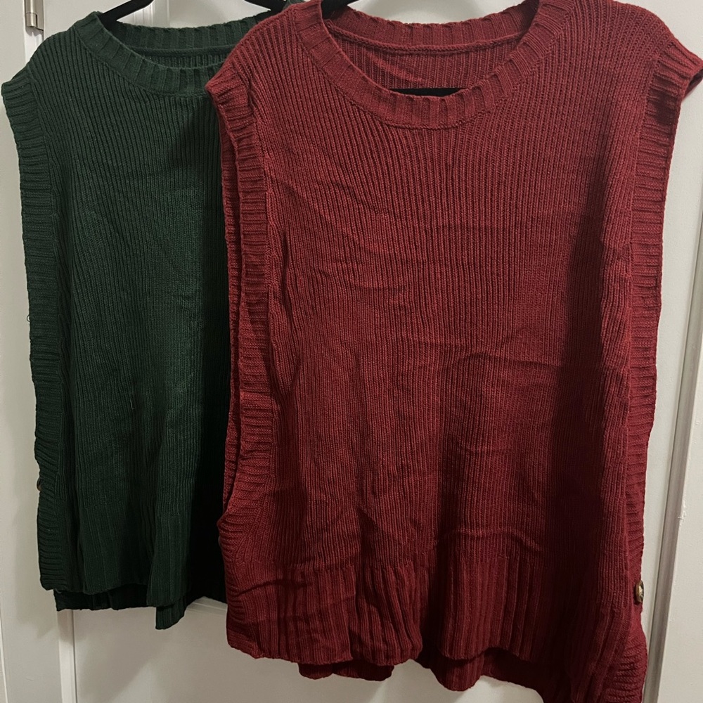 SHEIN Curve Burgundy and green Knit Top